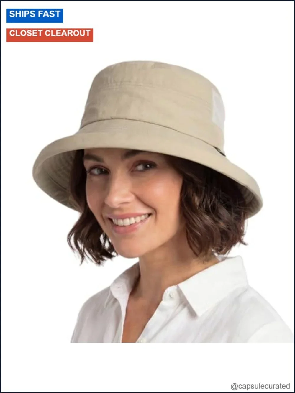 Women's Cooling Bucket Sun Hat UPF 50 Wide Brim Packable Ponytail Hole